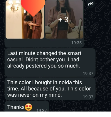 Client message about trying a new clothing colour