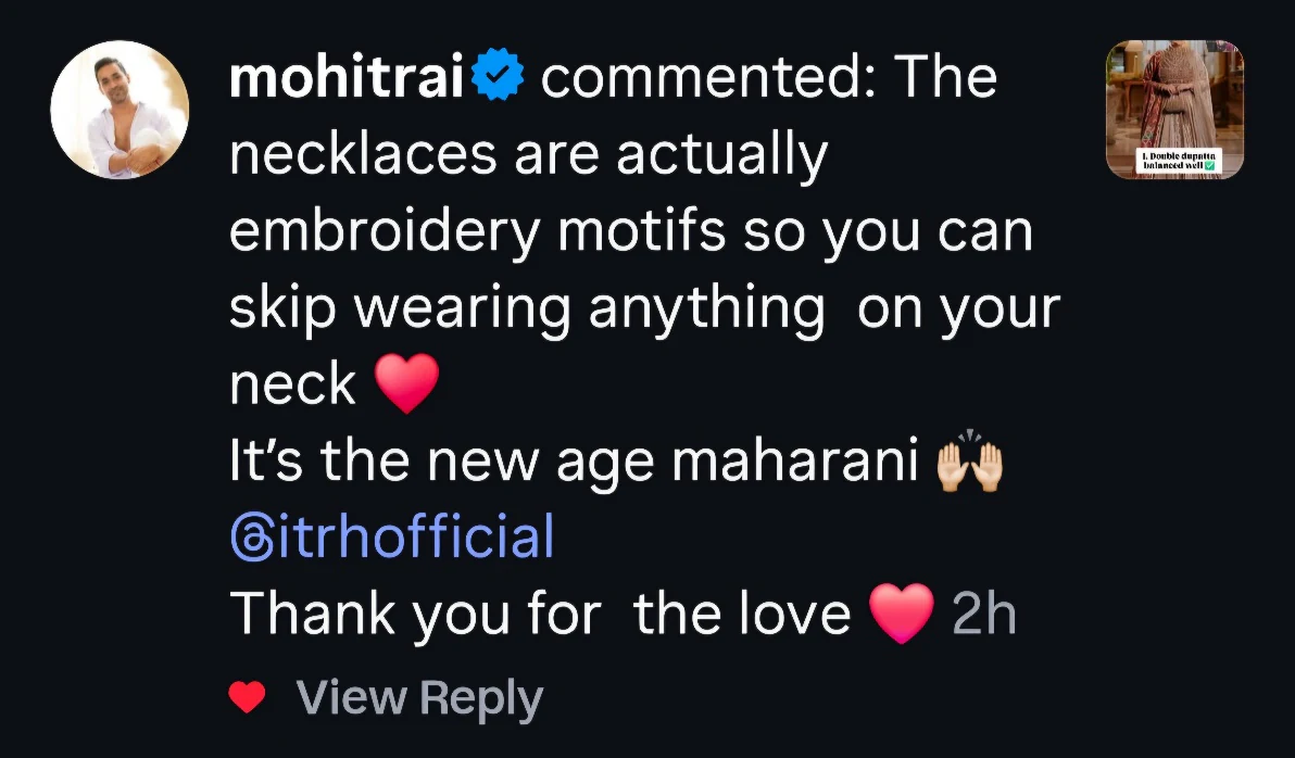Instagram styling comment